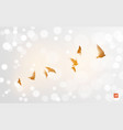 ink painting of flying birds in sunshine on white vector image