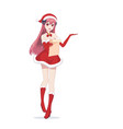 anime manga girl dressed in santa claus costume vector image