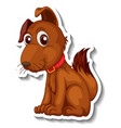 little cute brown dog cartoon sticker vector image