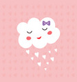 funny kawaii cloud on rainbow vector image vector image
