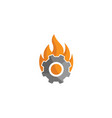 creative hot gear fire logo design vector image vector image