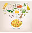 pasta with bacon vector image vector image