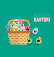 wicker basket with easter eggs vector image vector image