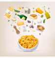 cooking process preparing mac and cheese vector image vector image