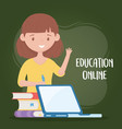 online education female teacher with laptop books vector image
