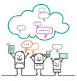 cartoon characters and cloud - social network vector image