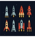 space rockets icons set in flat style vector image