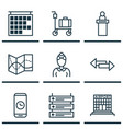 set of 9 travel icons includes airfield vector image vector image