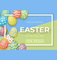 happy easter template with white frame and eggs vector image vector image