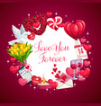love you forever valentine day wish hearts vector image vector image