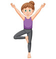 a girl doing yoga cartoon character vector image