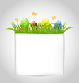 easter colorful eggs in green grass with empty vector image