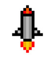 pixel space rocket art cartoon retro game style vector image