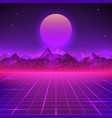 retro landscape in purple colors futuristic vector image
