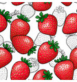 seamless pattern red strawberry with black vector image vector image