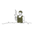 soldier with weapon in helmet and khaki military vector image