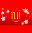 1111 winter sale background design with paper cut vector image