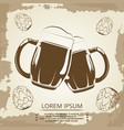 beer mugs and hops vintage poster for shop vector image