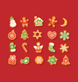 big set of christmas and new year gingerbread vector image