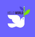 peace dove flat style of white pigeon with olive vector image vector image