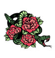 tattoo with rose and snake traditional black dot vector image