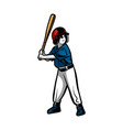 baseball kids player ready hit ball color vector image vector image