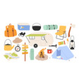 camping outdoor elements and tools holiday vector image