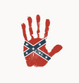handprint in colors confederate rebel flag vector image vector image