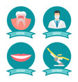 dental icons with doctor smile teeth vector image