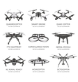isolated rc drone logo collection on white uav vector image