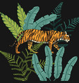 japanese tigers with tropical leaves wild animal vector image vector image