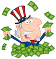 uncle sam playing in a pile of cash vector image