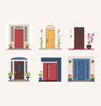 outside doors cartoon residential houses vector image vector image