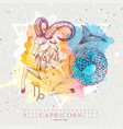 card with astrology capricorn zodiac sign vector image vector image