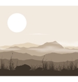 landscape with grass and mountains over sunset vector image vector image