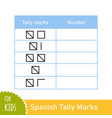 math task with spanish tally marks counting game vector image