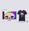 skull with tv grid t-shirt design print vector image vector image