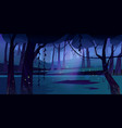 summer forest glade with flying fireflies at night vector image vector image