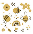 cute set bees on isolated background vector image