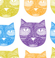 tribal seamless pattern with hand drawn cats vector image vector image