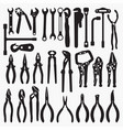 wrench pliers silhouettes vector image