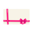 background with pink satin gift bow card vector image vector image