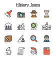 history and archeology color line icon set vector image vector image