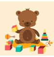 little cute baby bear playing with toys vector image vector image