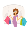 happy pregnant woman with shopping bags vector image