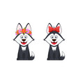 stylish dogs with flower wreath on head and red vector image vector image