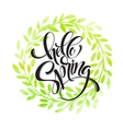 hello spring lettering on the watercolor vector image