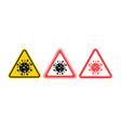 warning corona virus sign danger vector image