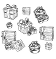 set of gift boxes with bows vector image