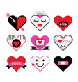 ccute pink and red heart and love icon emblems set vector image